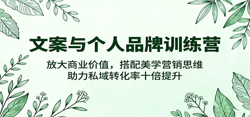 文案与个人品牌训练营,放大商业价值,搭配美学营销思维,助力私域转化率十倍提升