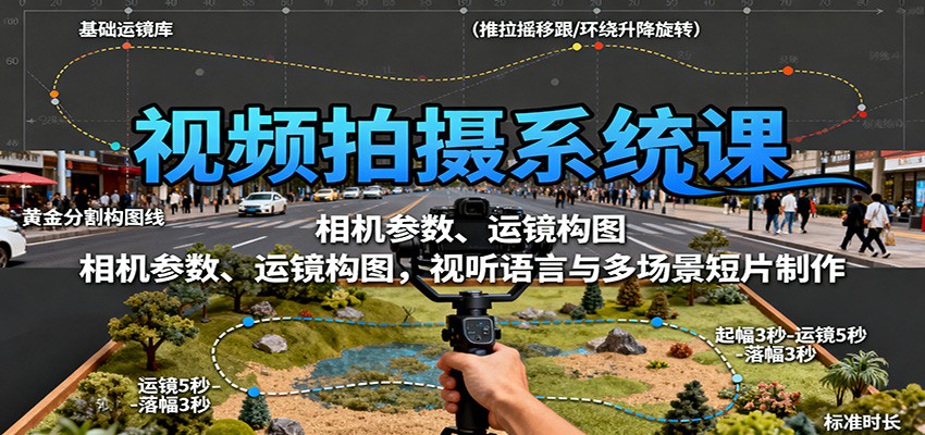 视频拍摄系统课:相机参数、运镜构图,视听语言与多场景短片制作