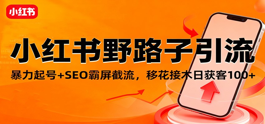 小红书野路子引流,暴力起号+SEO霸屏截流,移花接木日获客100+