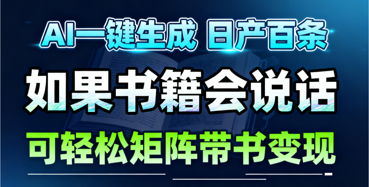 AI书籍会说话,轻松带书变现,月入3W+