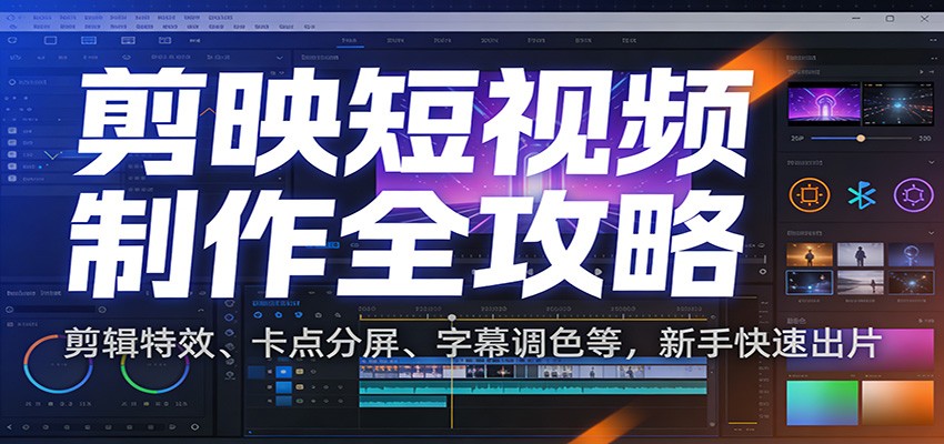 剪映短视频制作全攻略:剪辑特效、卡点分屏、字幕调色等,新手快速出片