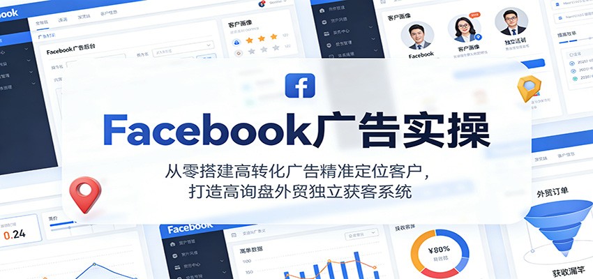 Facebook广告实操,从零搭建高转化广告精准定位客户,打造高询盘外贸独立获客系统