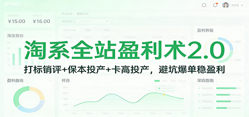 淘系全站盈利术2.0:打标销评+保本投产+卡高投产,避坑爆单稳盈利