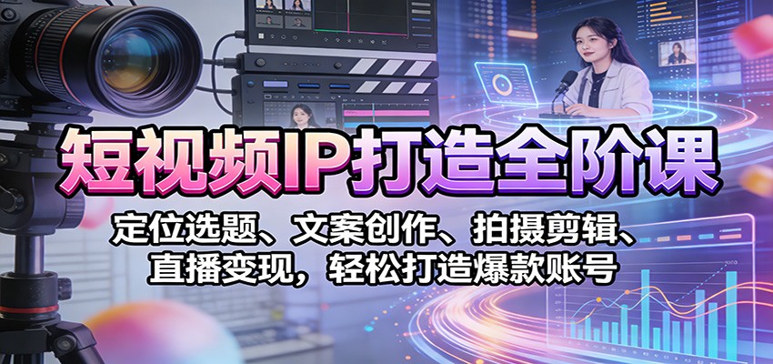 短视频IP打造全阶课:定位选题、文案创作、拍摄剪辑、直播变现,轻松打造爆款账号