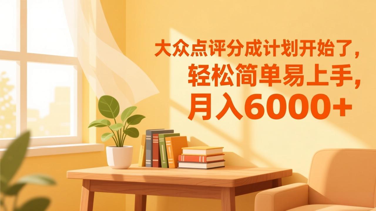 大众点评分成计划开始了,轻松简单易上手,月入6000+