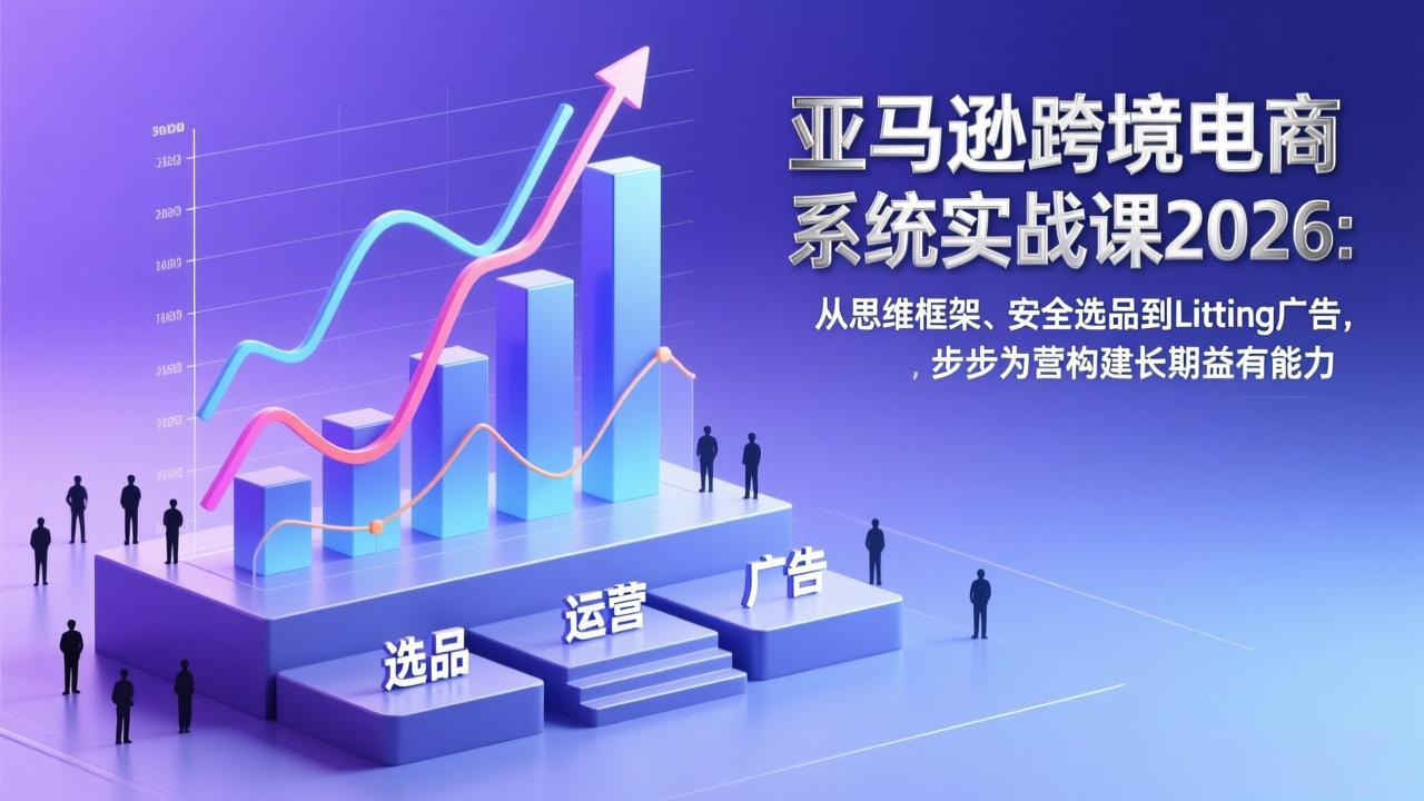 亚马逊跨境电商系统实战课2026:从思维框架、安全选品到Listing广告,步步为营构建长期盈利能力