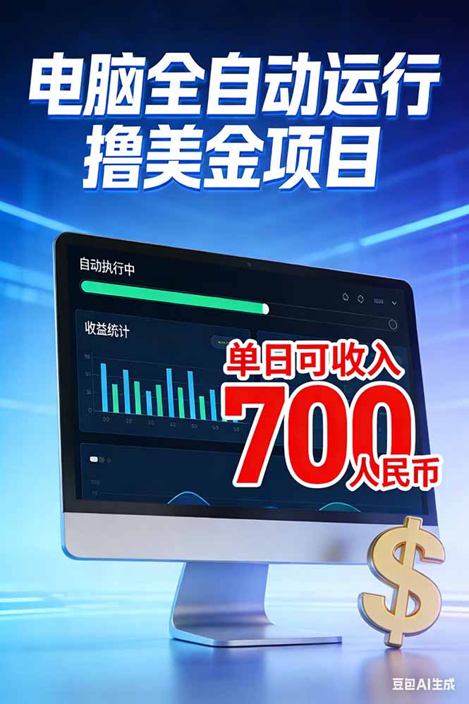 2026年电脑全自动赚美金项目,单电脑日收益700+