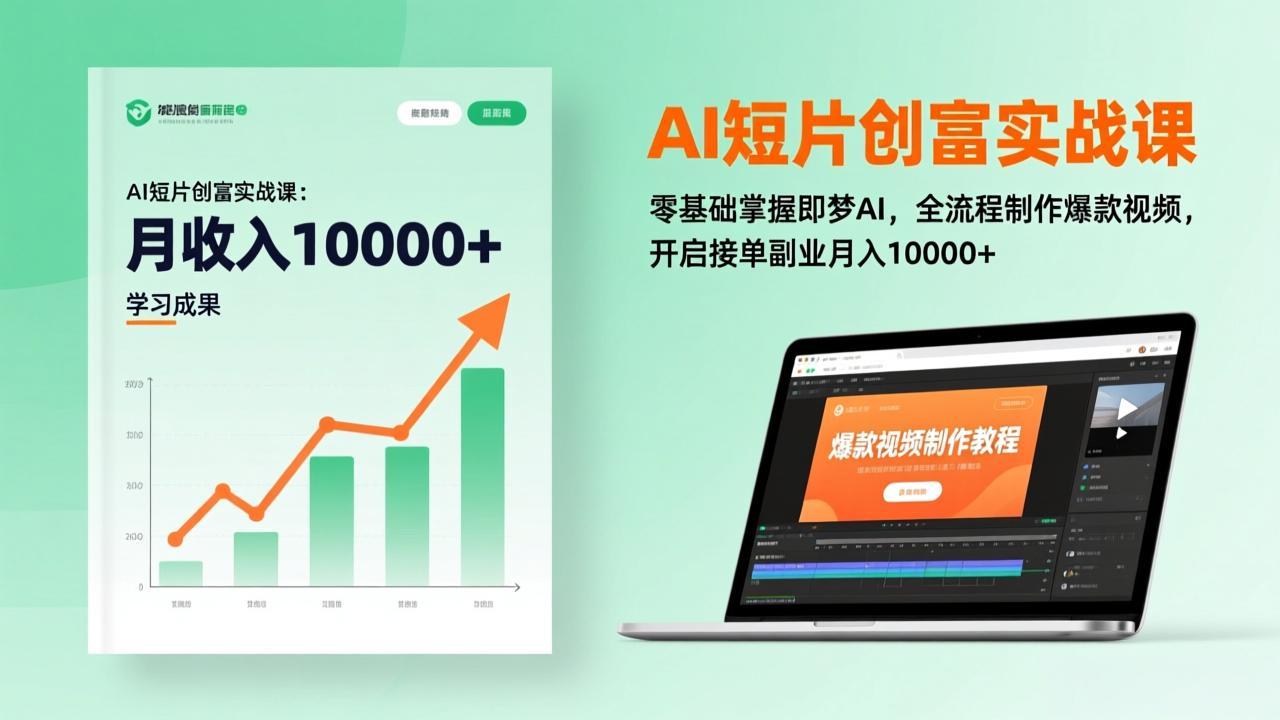 AI短片创富实战课:零基础掌握即梦AI,全流程制作爆款视频,开启接单副业月入10000+(更新)