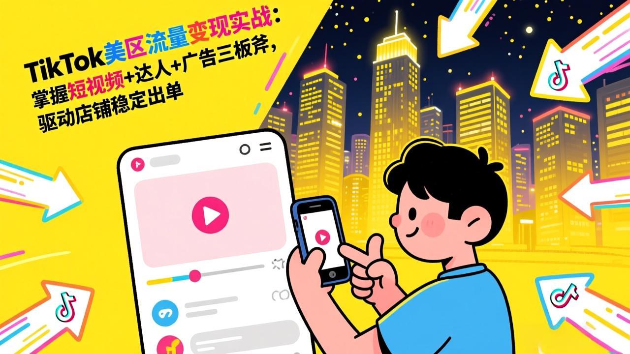 TikTok美区流量变现实战:掌握短视频+达人+广告三板斧,驱动店铺稳定出单