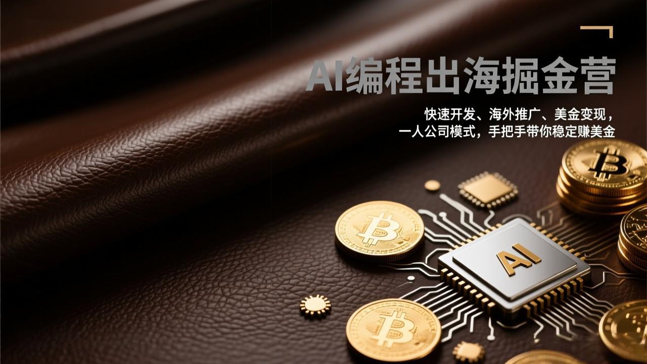 AI编程出海掘金营:快速开发、海外推广、美金变现,一人公司模式,手把手带你稳定赚美金