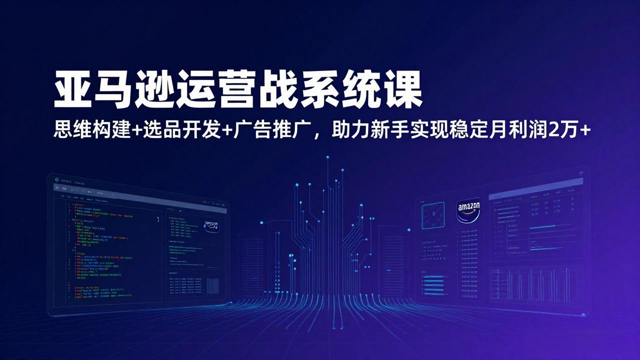 亚马逊运营实战系统课,思维构建+选品开发+广告推广,助力新手实现稳定月利润2万+(更新)