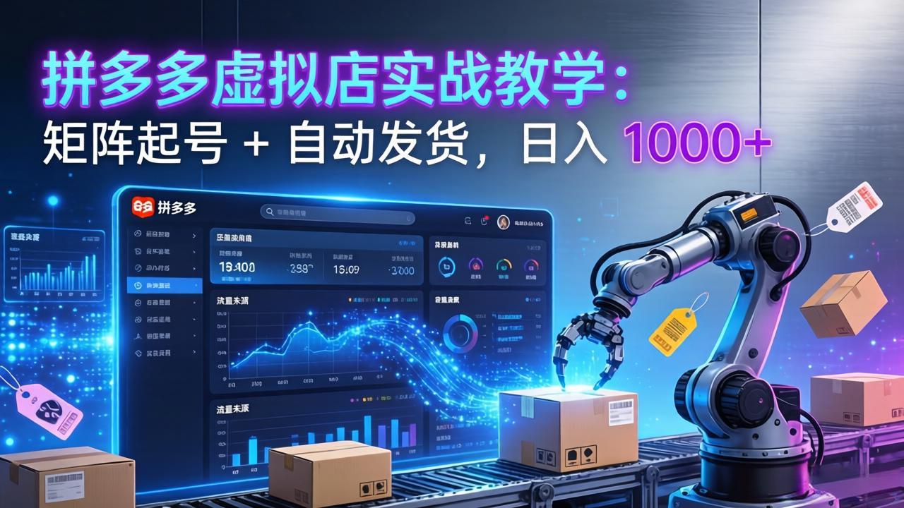 拼多多虚拟店实战教学:矩阵起号 + 自动发货,日入 1000+
