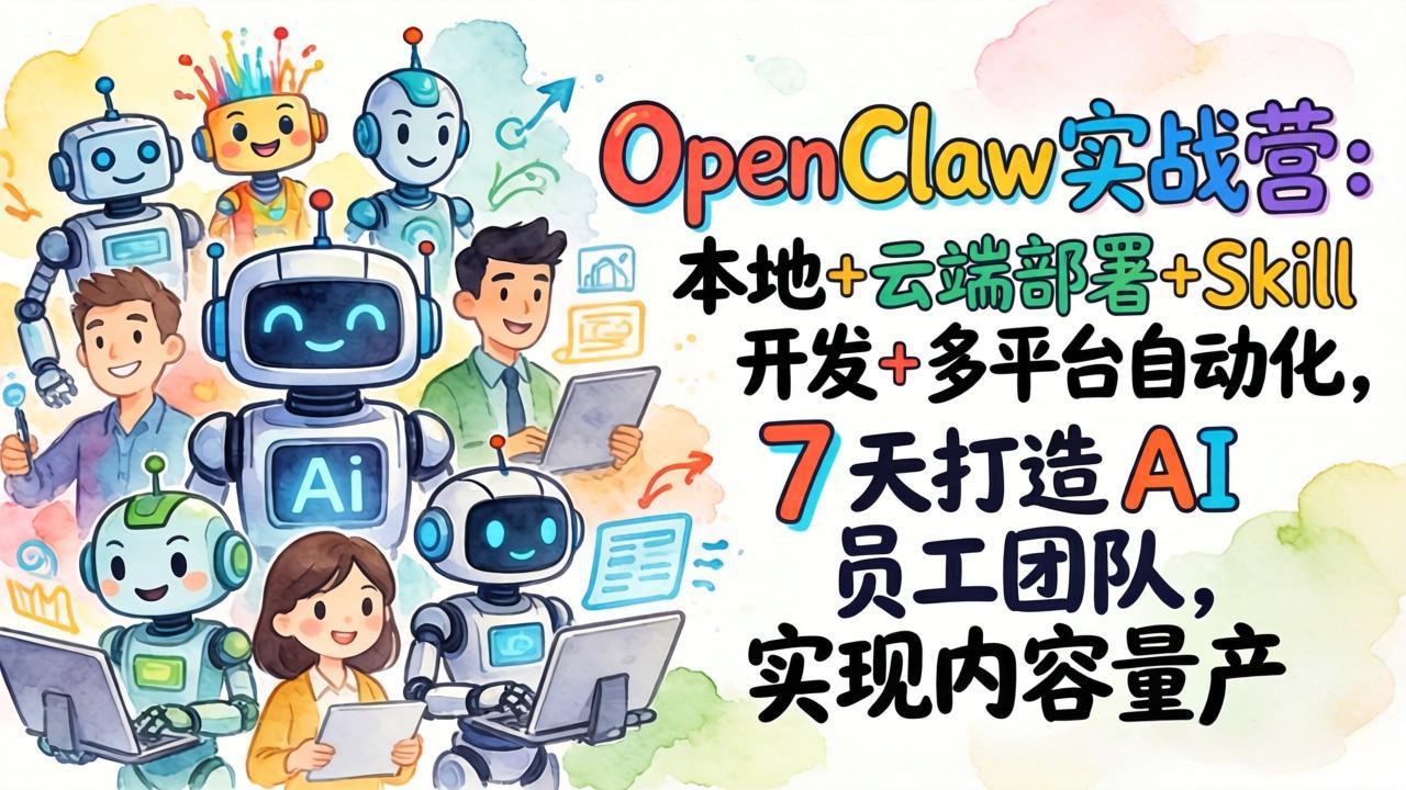 OpenClaw实战营-更新:本地+云端部署+Skill开发+多平台自动化,7天打造AI员工团队+实现内容量产