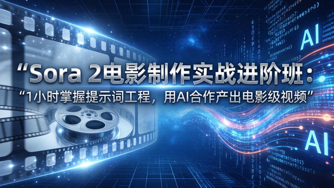 Sora 2电影制作实战进阶班:1小时掌握提示词工程,用AI合作产出电影级视频