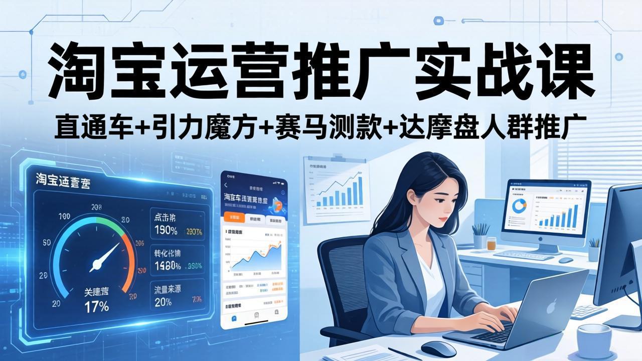 淘宝运营推广实战课(更新26年3月)直通车+引力魔方+赛马测款+达摩盘人群推广等