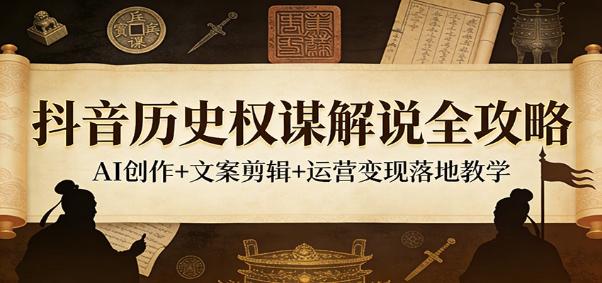 抖音历史权谋解说全攻略:AI创作+文案剪辑+运营变现落地教学
