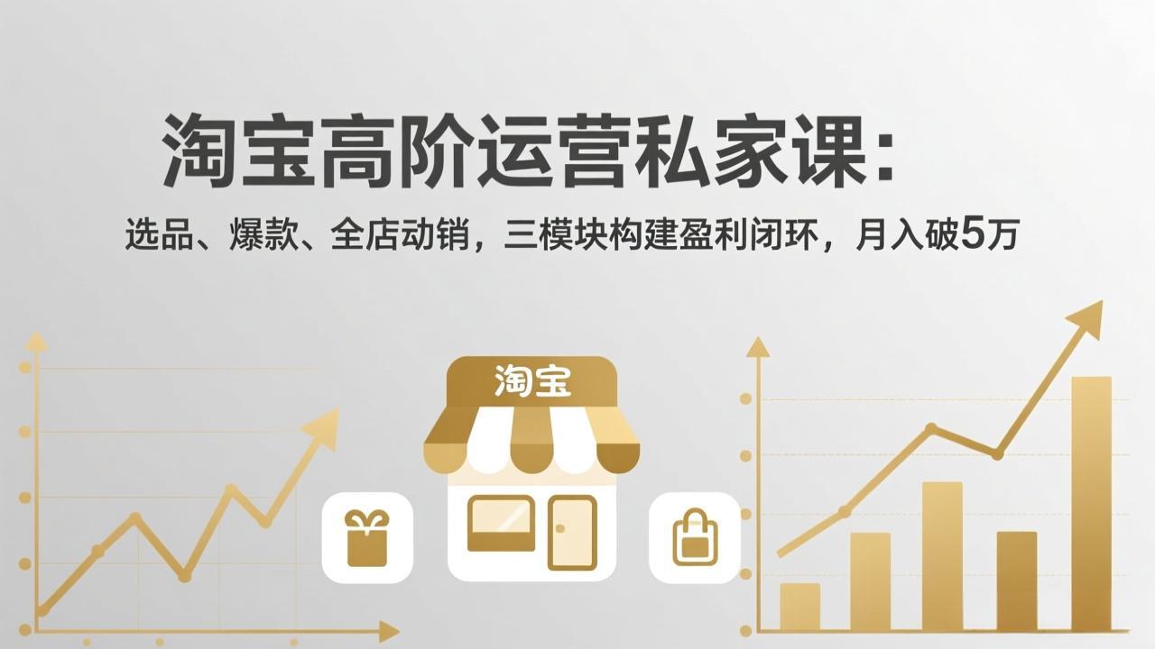 淘宝高阶运营私家课(更新26年4月):选品、爆款、全店动销,三模块构建盈利闭环,月入破5万