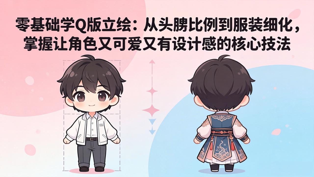 零基础学Q版立绘:从头身比例到服装细化,掌握让角色又可爱又有设计感的核心技法