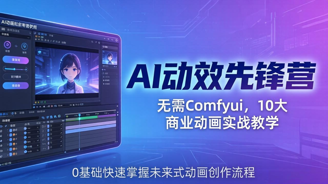 AI 动效先锋营:无需Comfyui,10大商业动画实战教学,0基础快速掌握未来式动画创作流程
