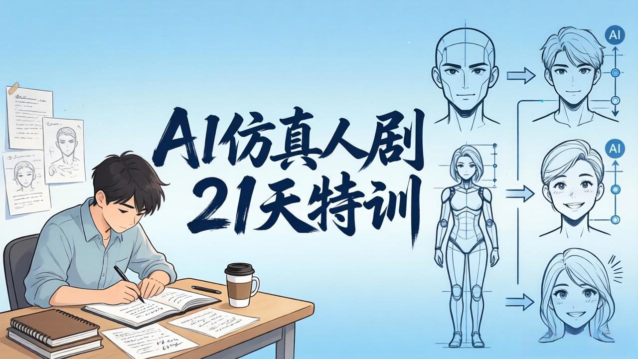 AI仿真人剧21天特训-更新:从剧本到成片全流程实战,掌握角色一致性与变现方法