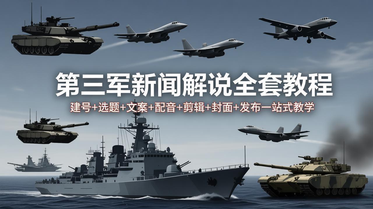 第三军迷新闻解说全套教程:建号+选题+文案+配音+剪辑+封面+发布一站式教学
