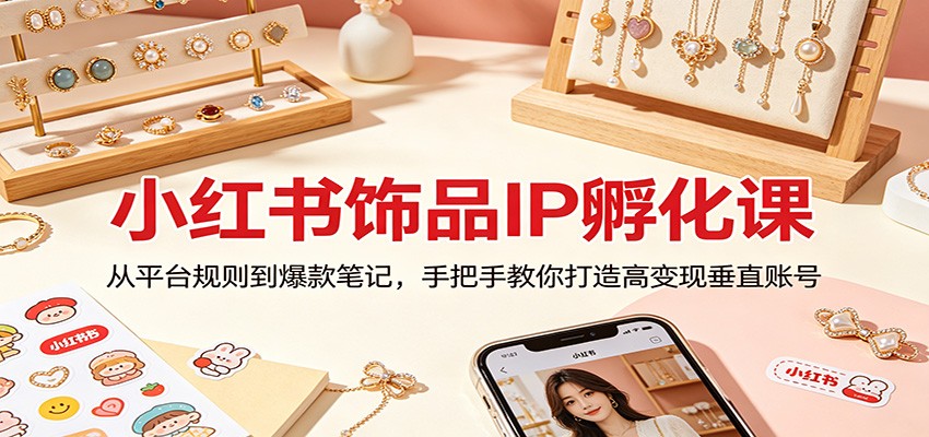 小红书饰品IP孵化课:从平台规则到爆款笔记,手把手教你打造高变现垂直账号