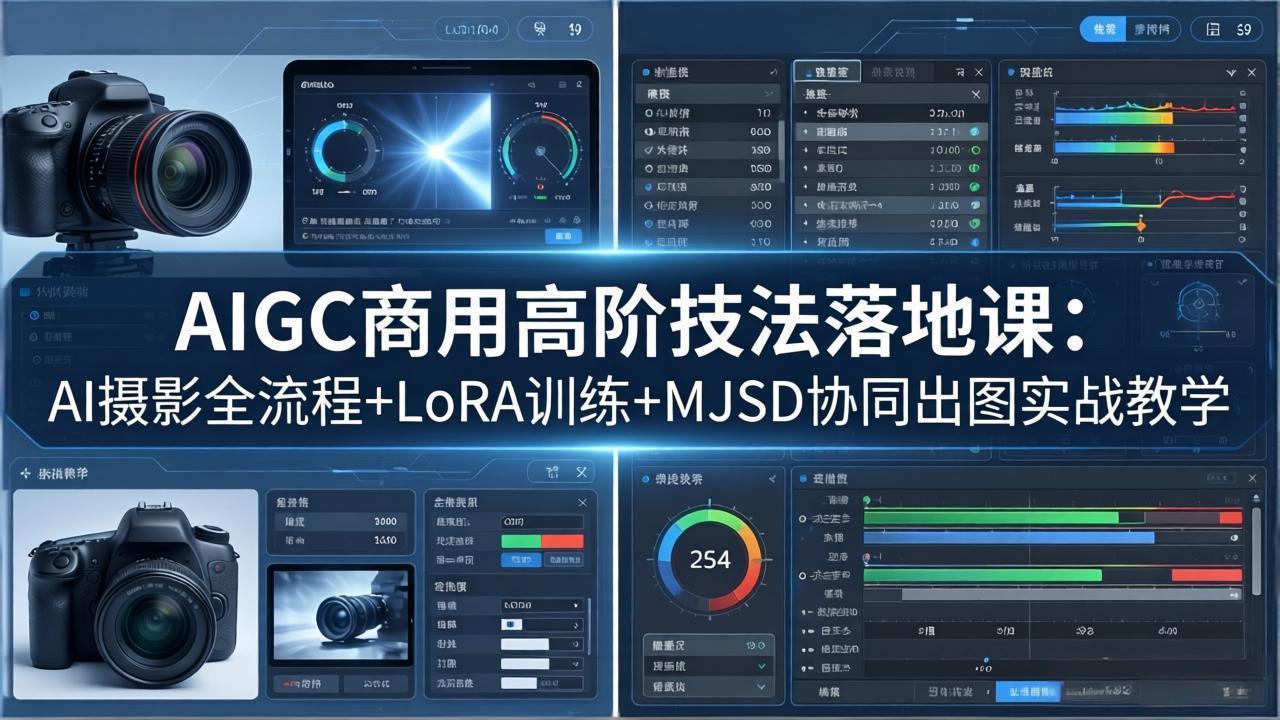 AIGC商用高阶技法落地课:AI摄影全流程+LoRA训练+MJSD协同出图实战教学