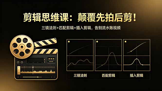 剪辑思维课:颠覆先拍后剪!三镜法则+匹配剪辑+插入剪辑,告别流水账视频