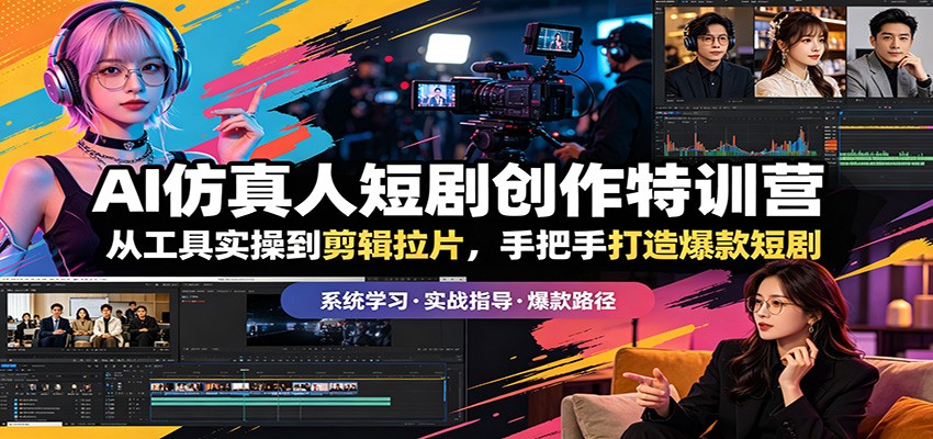 AI仿真人短剧创作特训营:从工具实操到剪辑拉片,手把手打造爆款短剧