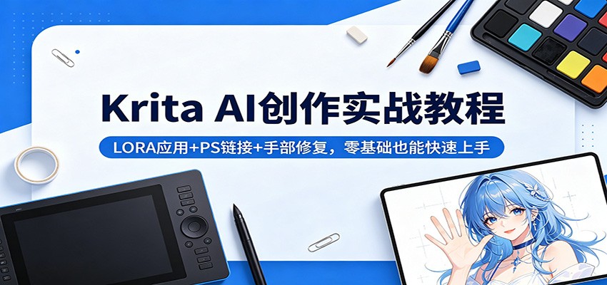 Krita AI创作实战教程:LORA应用+PS链接+手部修复,零基础也能快速上手