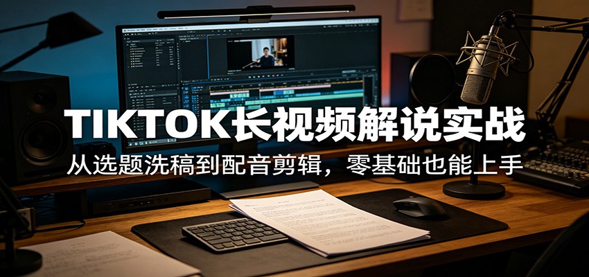 TIKTOK长视频解说实战:从选题洗稿到配音剪辑,零基础也能上手