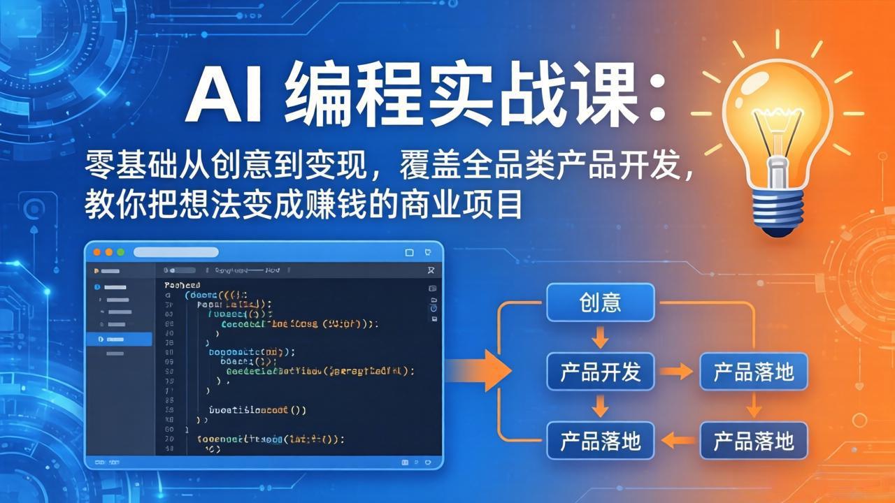 AI编程实战课-第三期-5月9更新:零基础从创意到变现,覆盖全品类产品开发,把想法变成赚钱项目