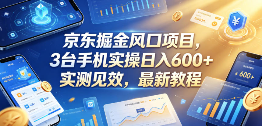 京东掘金风口项目,3台手机实操日入600+,实测见效,最新教程