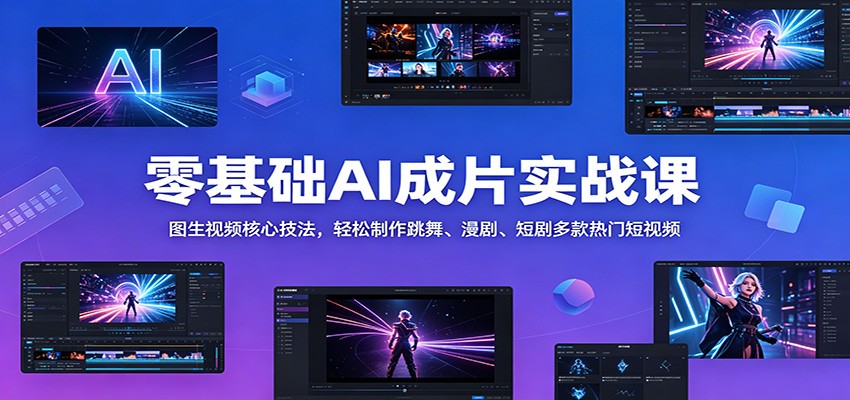 零基础AI成片实战课:图生视频核心技法,轻松制作跳舞、漫剧、短剧多款热门短视频
