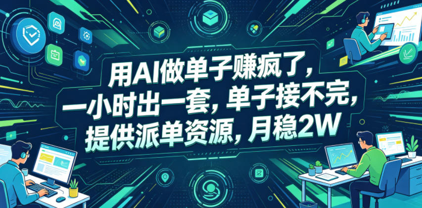 用AI做单子賺疯了,一小时出一套,单子接不完,提供派单资源,月稳2W