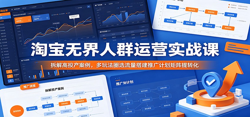 淘宝无界人群运营实战课:拆解高投产案例,多玩法圈选流量搭建推广计划矩阵提转化