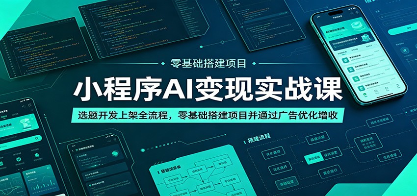 小程序AI变现实战课:选题开发上架全流程,零基础搭建项目并通过广告优化增收