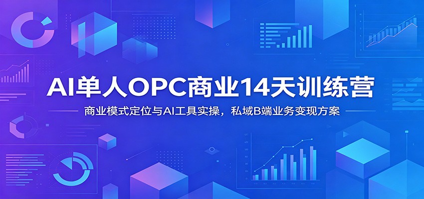 AI单人OPC商业14天训练营:商业模式定位与AI工具实操,私域B端业务变现方案