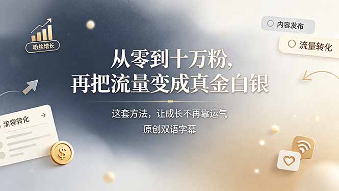 从零到十万粉,再把流量变成真金白银——这套方法,让成长不再靠运气【原创双语字幕】