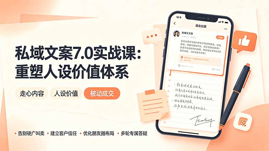 私域文案实战课7.0:重塑人设价值体系|-告别硬广推销×走心内容×自我价值塑造,实现被动成交