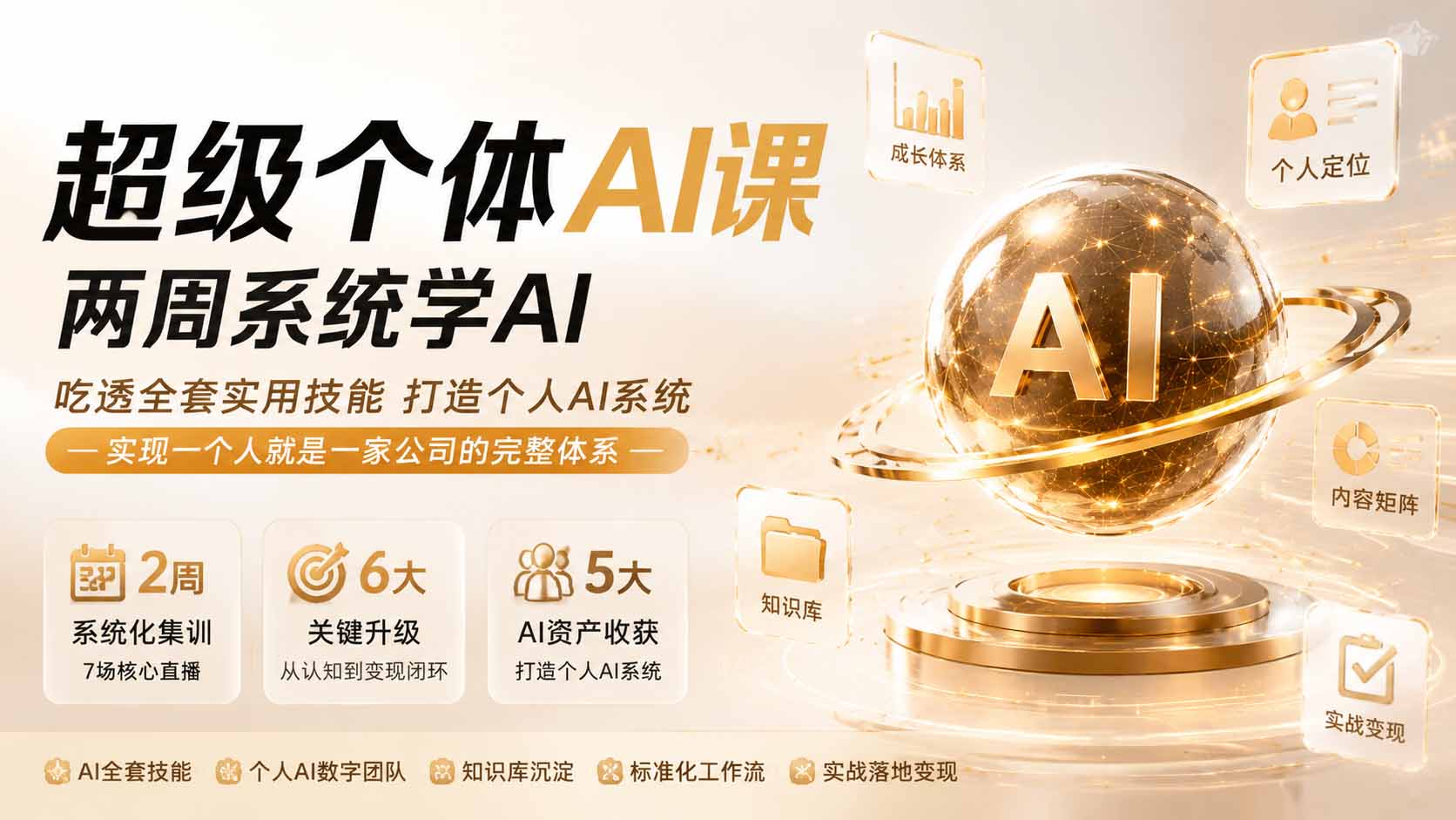 超级个体AI课 两周系统学AI;吃透全套实用技能打造个人AI系统,实现一个人就是一家公司的完整体系(更新0823)