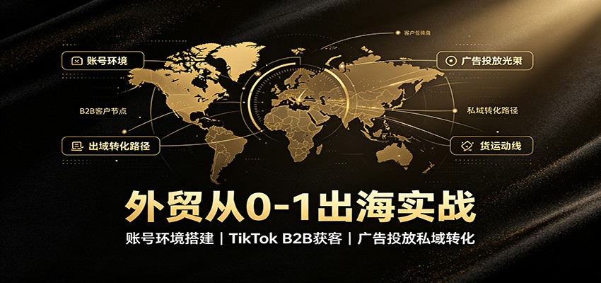 外贸从0-1出海实战:账号环境搭建,TikTok B2B获客,广告投放私域转化 外贸从0-1出海实战:账号环境搭建,TikTok B2B获客,广告投放私域转化