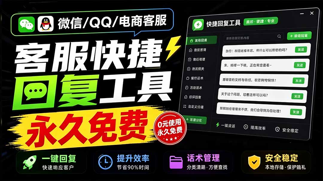 微信/QQ/电商客服快捷回复工具,支持多平台话术库与一键发送,永久免费,使用简单!易歪歪