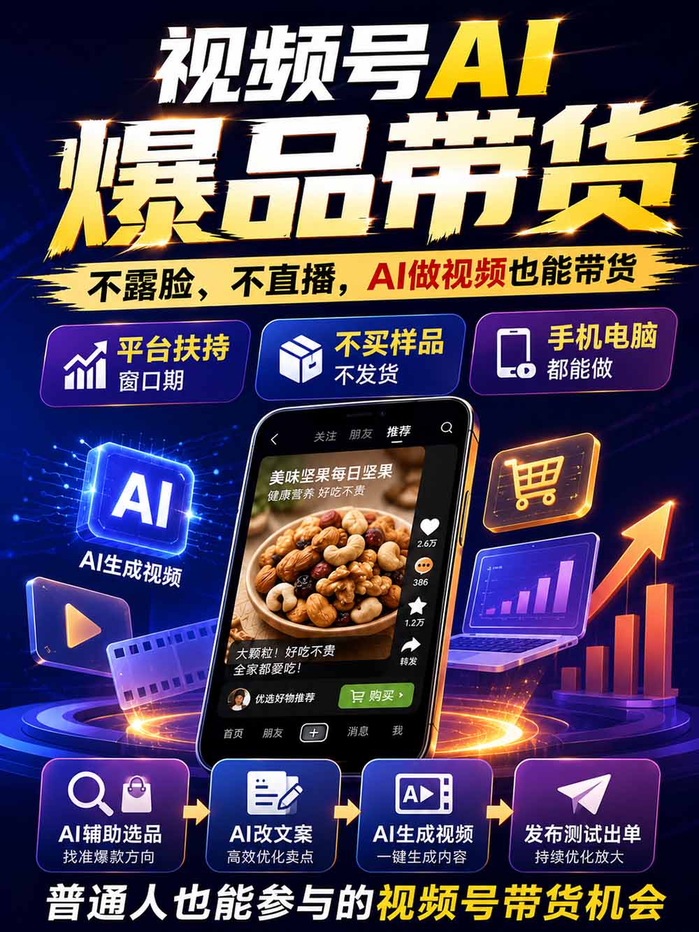 2026视频号AI爆品带货训练营-9月开课|不露脸不直播,AI做视频发视频号,有人下单,你赚佣金,轻松单日佣金1000+