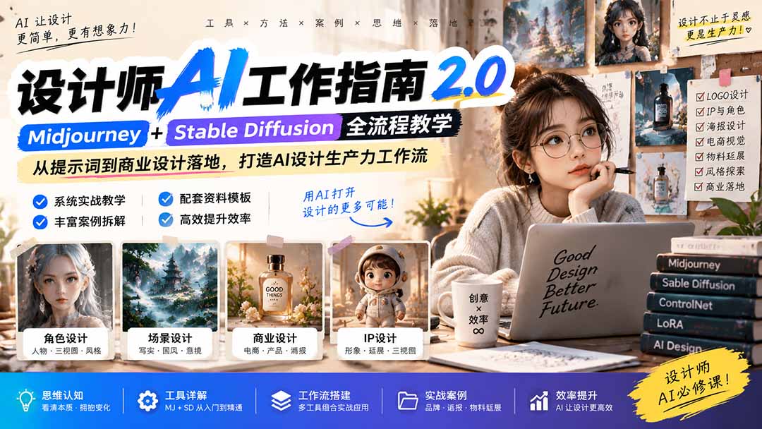 《设计师AI工作指南 2.0》-无水印课:从思维落地,解锁 AI 设计生产力
