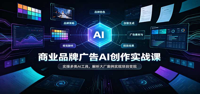 商业品牌广告AI创作实战课:实操多类AI工具,解析大厂案例实现项目变现 商业品牌广告AI创作实战课:实操多类AI工具,解析大厂案例实现项目变现