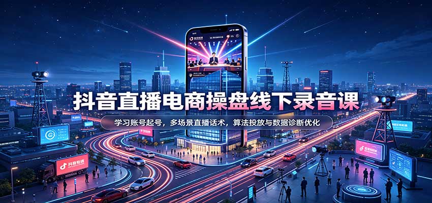 抖音直播电商操盘线下录音课:学习账号起号,多场景直播话术,算法投放与数据诊断优化 抖音直播电商操盘线下录音课:学习账号起号,多场景直播话术,算法投放与数据诊断优化