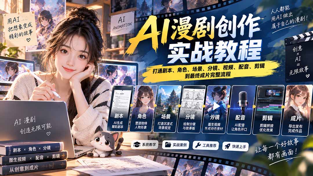 2026 AI漫剧创作实战教程:打通剧本、角色、场景、分镜、视频、配音、剪辑到最终成片完整流程
