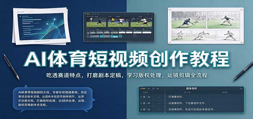 AI体育短视频创作教程:吃透赛道特点,打磨剧本定稿,学习版权处理,运镜剪辑全流程 AI体育短视频创作教程:吃透赛道特点,打磨剧本定稿,学习版权处理,运镜剪辑全流程