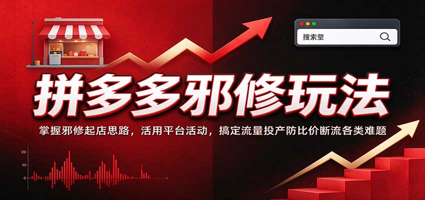 拼多多邪修玩法:掌握邪修起店思路,活用平台活动,搞定流量投产防比价断流各类难题 拼多多邪修玩法:掌握邪修起店思路,活用平台活动,搞定流量投产防比价断流各类难题